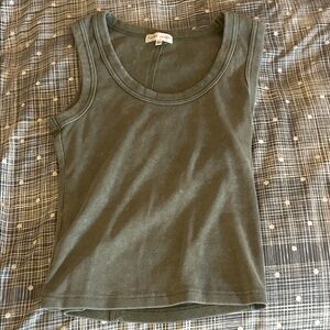 Gilded Intent Olive Ribbed Tank Top